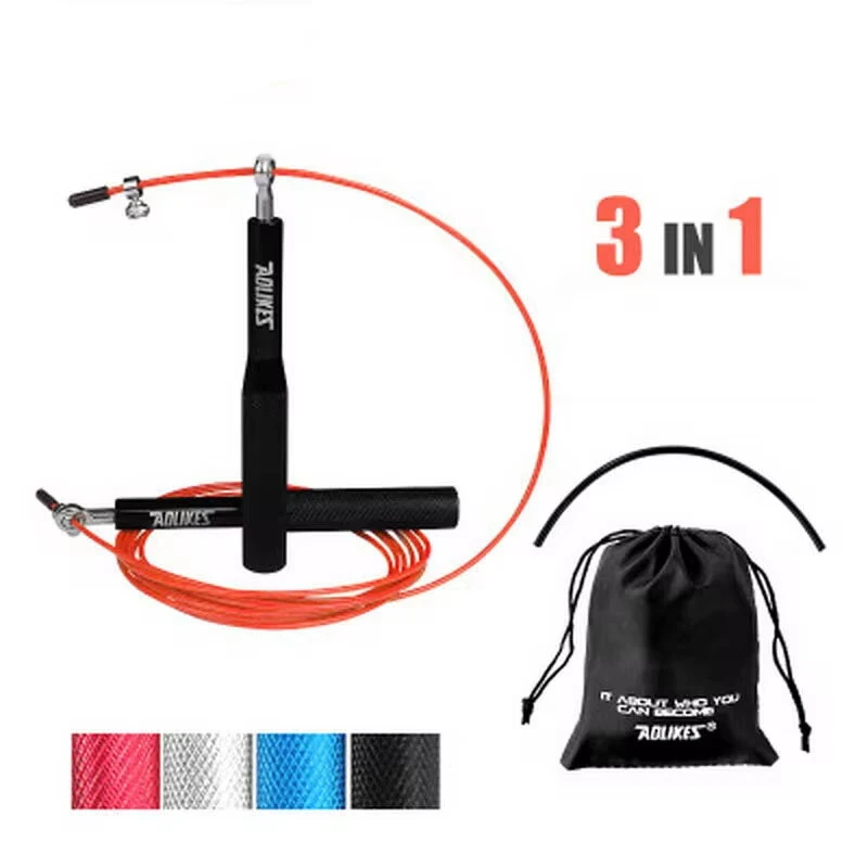(image for) AOLIKES 3 in 1 Speed Jump Rope Steel Cable Professional Gym Skipping Rope with Carry Bag