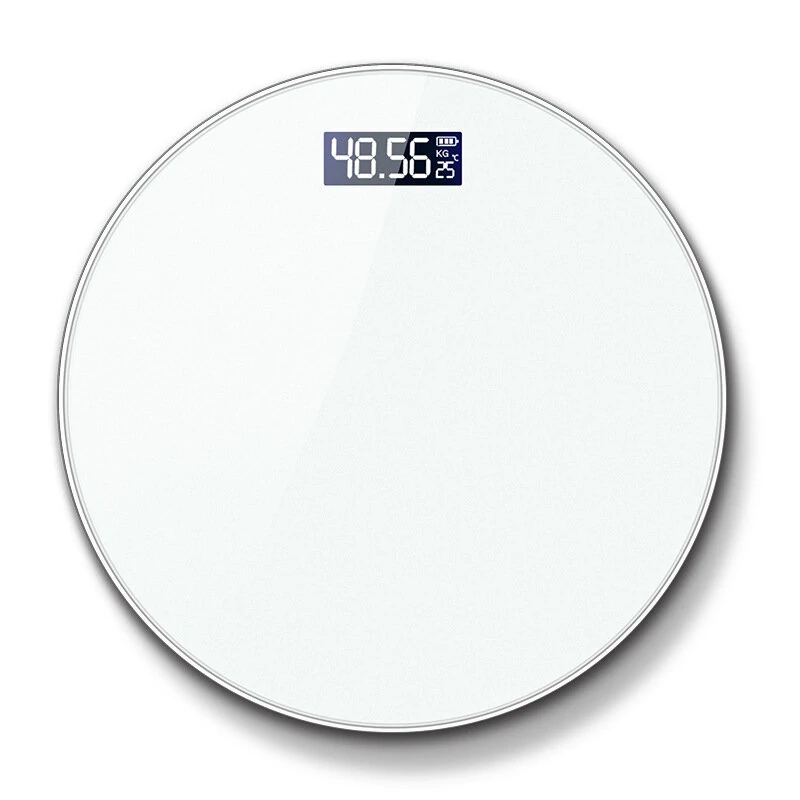 (image for) Household Electronic Scale Intelligent Automatic shut-down LCD Display USB Rechargeable Accurate Round Scale Body Scale for Health Fat Loss Measuring