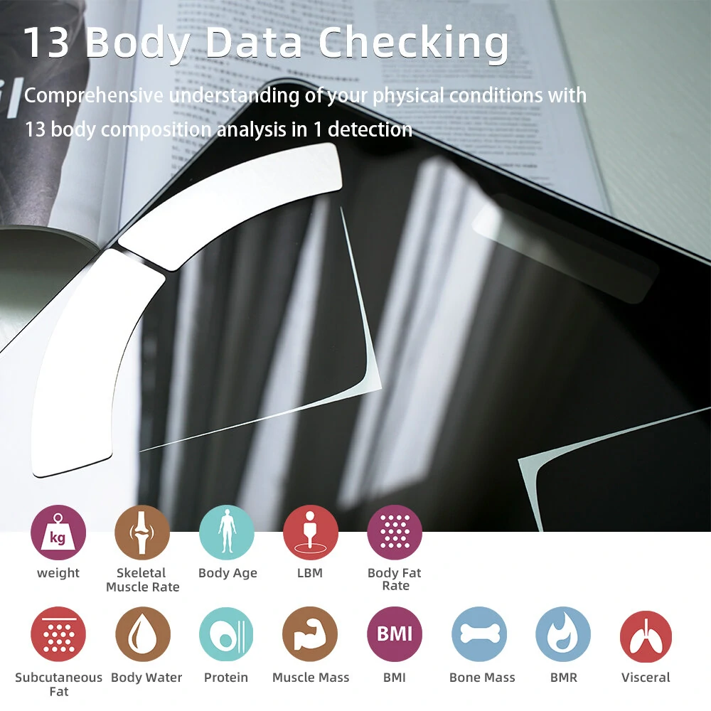 (image for) Mini Smart Body Fat Scale 20 Key Body Data Analyze Scale Providing Diet Exercise Programs Support 180kg Multifunctional Weight Body Fat Scale