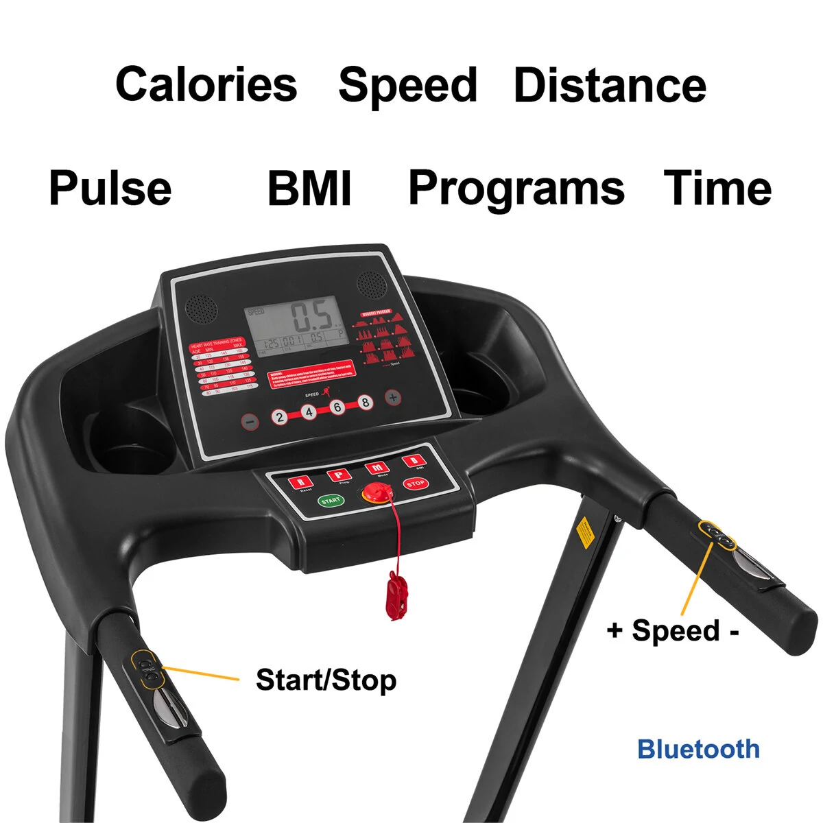 (image for) [USA Direct] Bominfit JK88 Folding Treadmill 3.5HP Power Motor 16km/h Max Speed 150kg Weight Capacity Heart Rate Sensor LED Display Installation-free Running Fitness for Home Gym Workouts